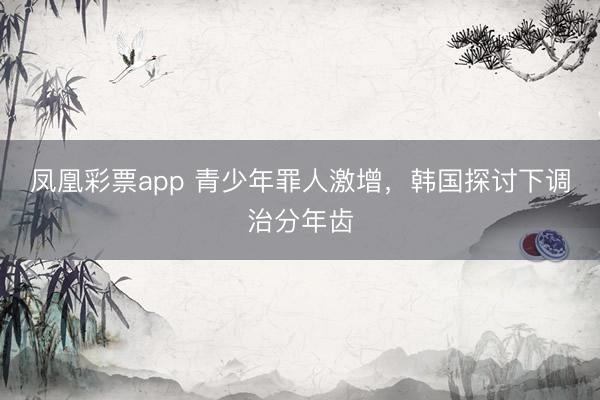 凤凰彩票app 青少年罪人激增，韩国探讨下调治分年齿