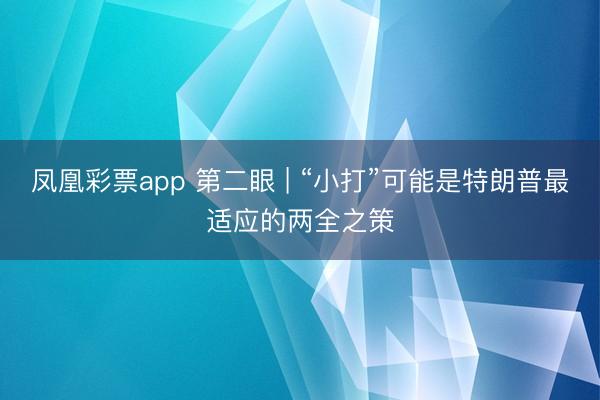 凤凰彩票app 第二眼 | “小打”可能是特朗普最适应的两全之策