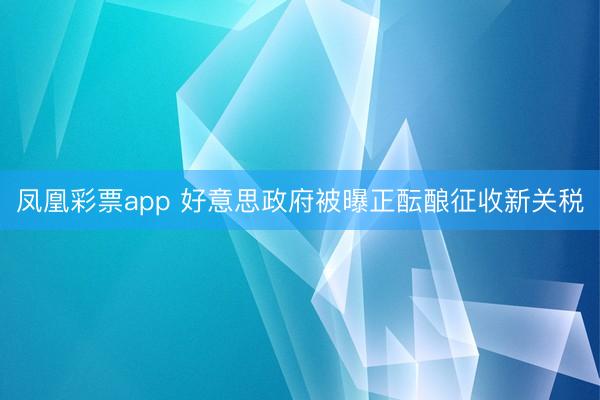 凤凰彩票app 好意思政府被曝正酝酿征收新关税